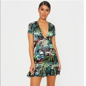 PLT Black Tropical Leaf Criss cross back